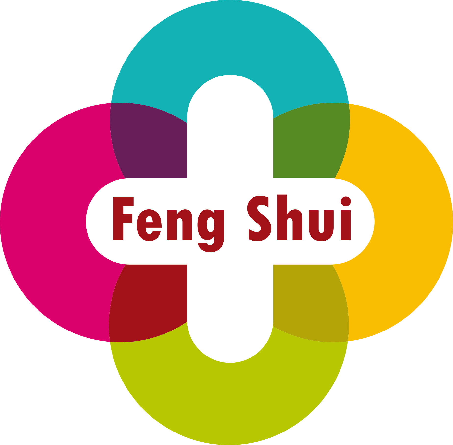 feng shui 5 elementos da natureza em círculos conectados por